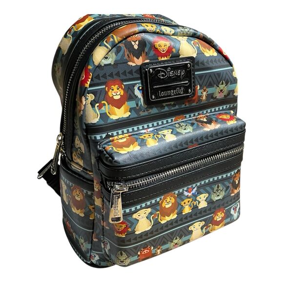 Disney Loungefly Backpack Black Lion King ChibiMufasa Simba Tribal Safari READ